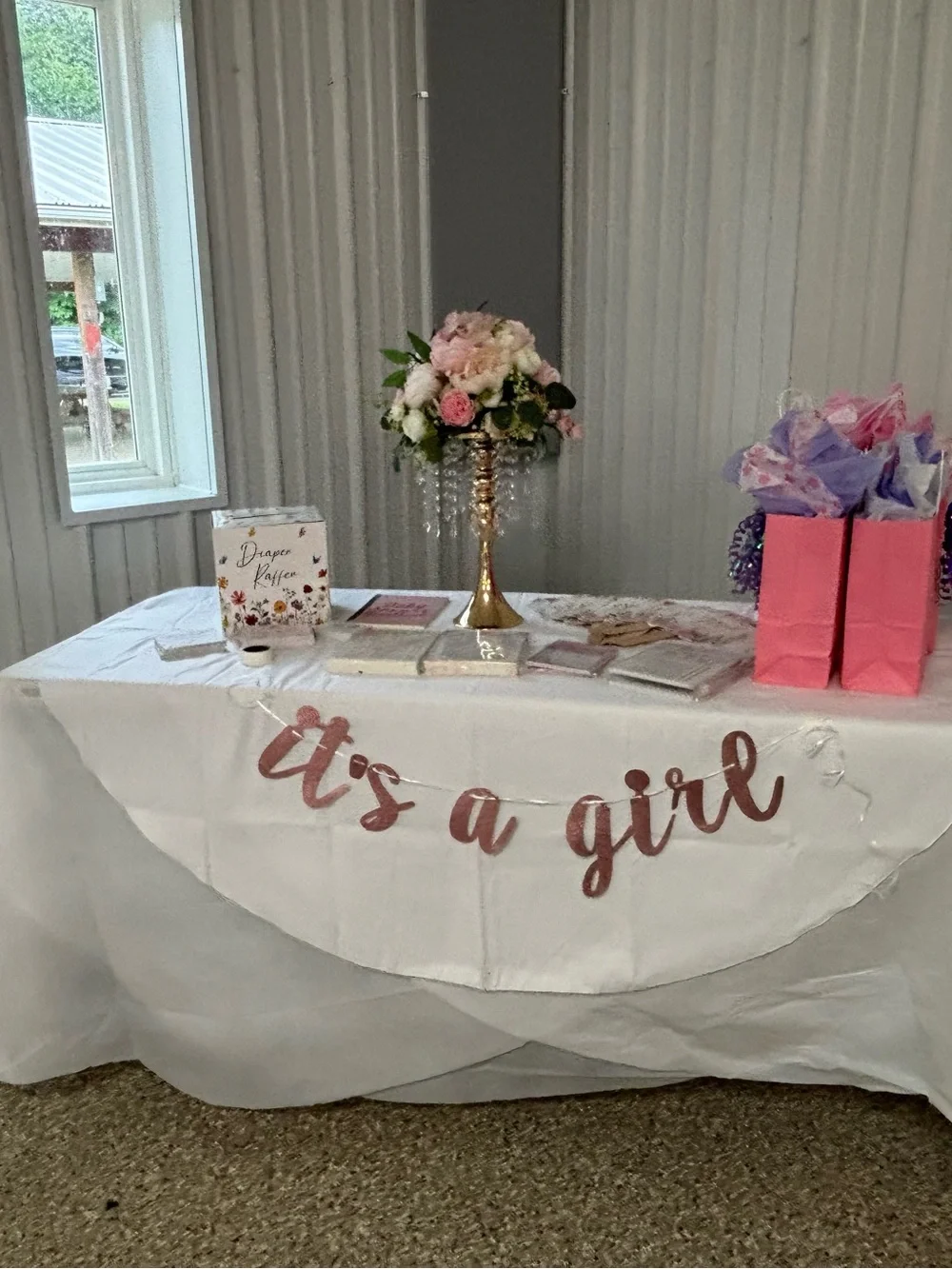 Pink Floral Baby Shower Game and Decor Set